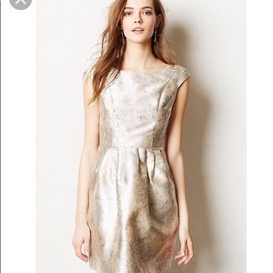 Anthropologie “Pirouette” silver dress petite xs